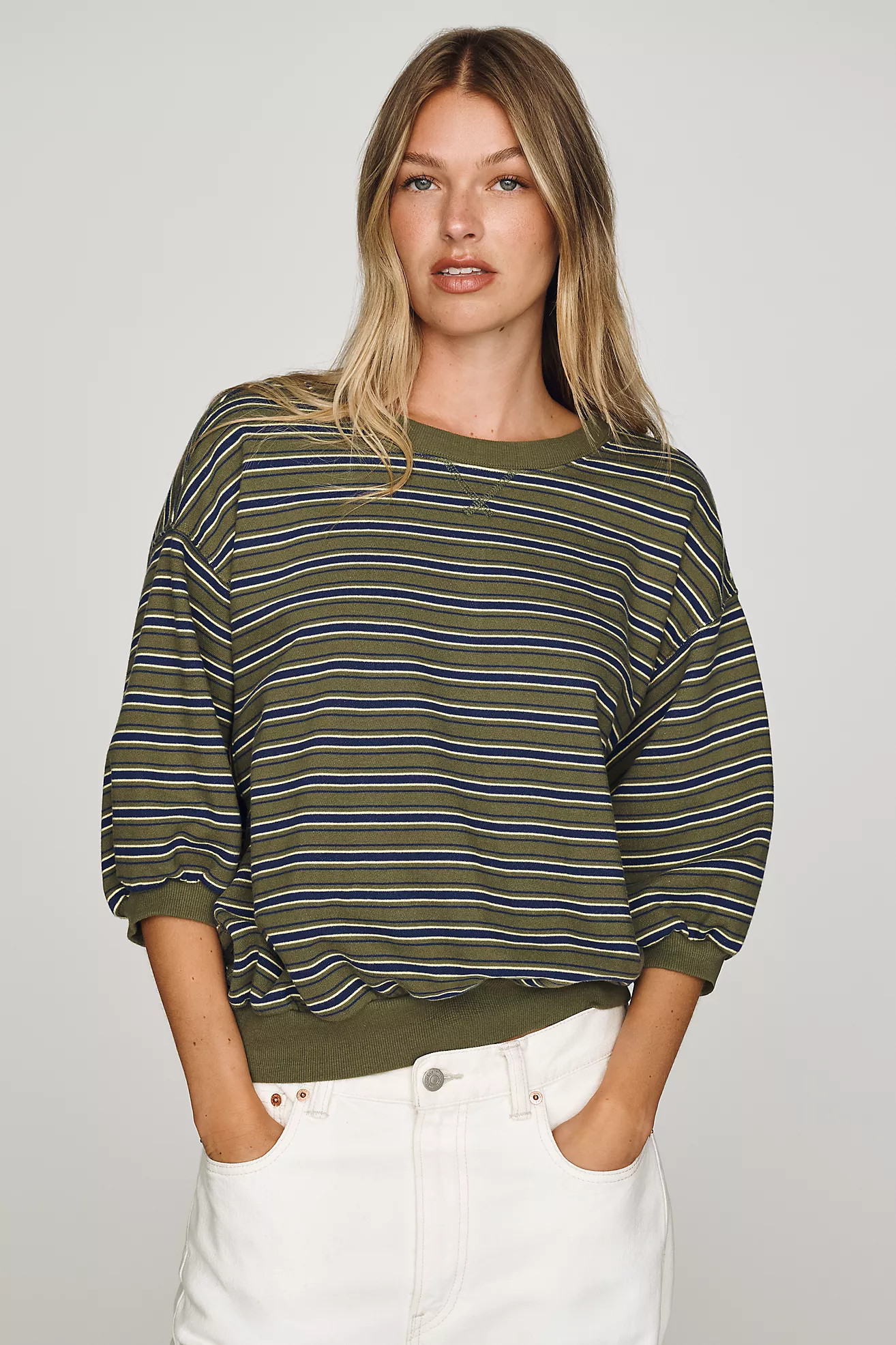 Pilcro Niki Cotton Bubble Sweatshirt | Anthropologie (US)