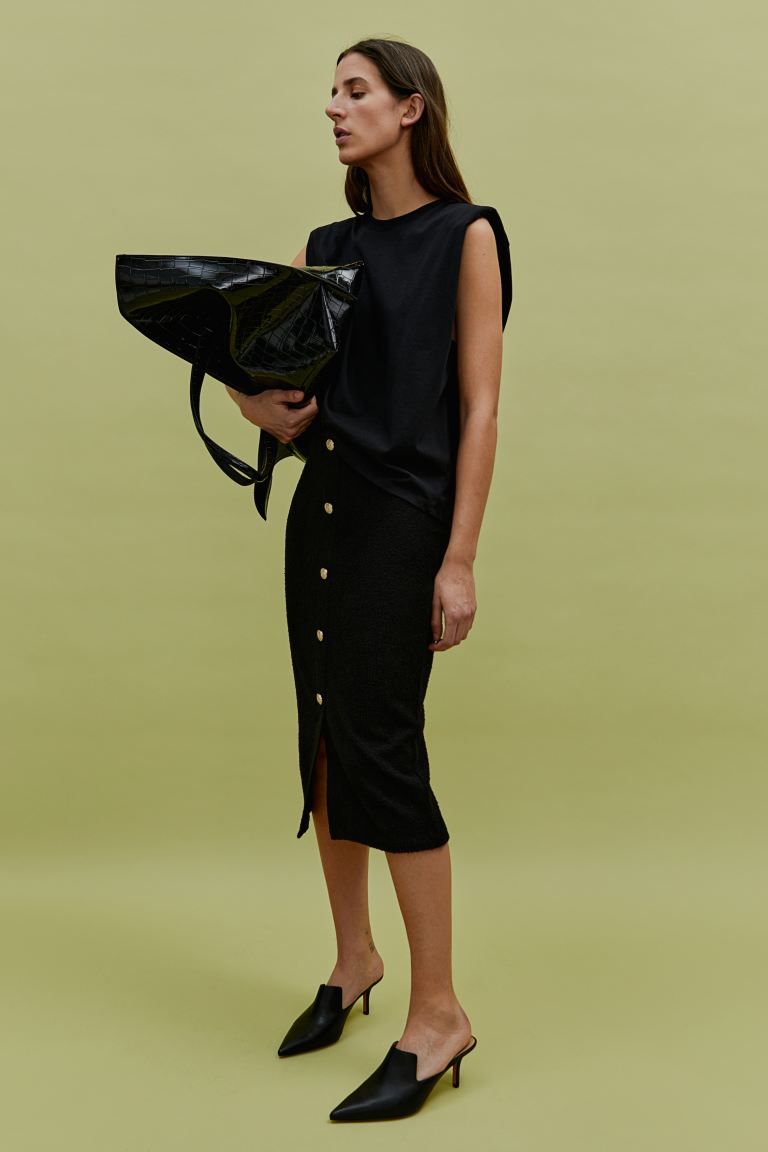 Button-front Skirt - Black - Ladies | H&M US | H&M (US + CA)