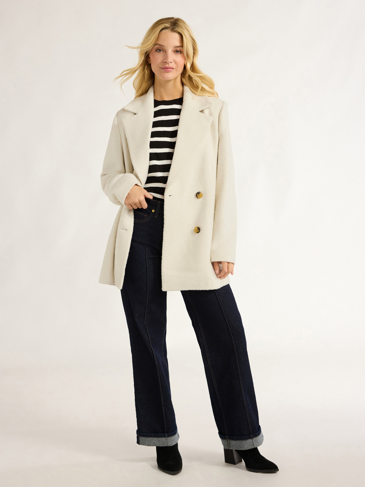 Free Assembly Women’s Boxy Double Breasted Jacket, Sizes XS-XXL | Walmart (US)