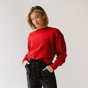 Atlas Ribbed Sweater, Crimson | Albion Fit