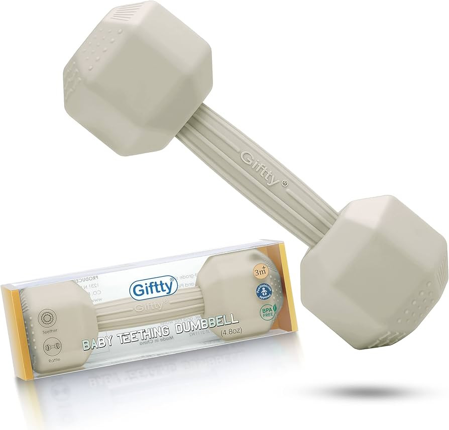 Baby Dumbbell Toy - Silicone Infant Rattle Teething Toy Teether Toddler Sensory Toy Durable Safe ... | Amazon (US)