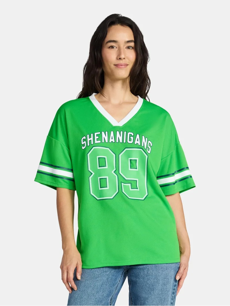 Saint Patrick's Day Women's Shenanigans Jersey with Short Sleeves from Holiday Time, Sizes XXS-XX... | Walmart (US)