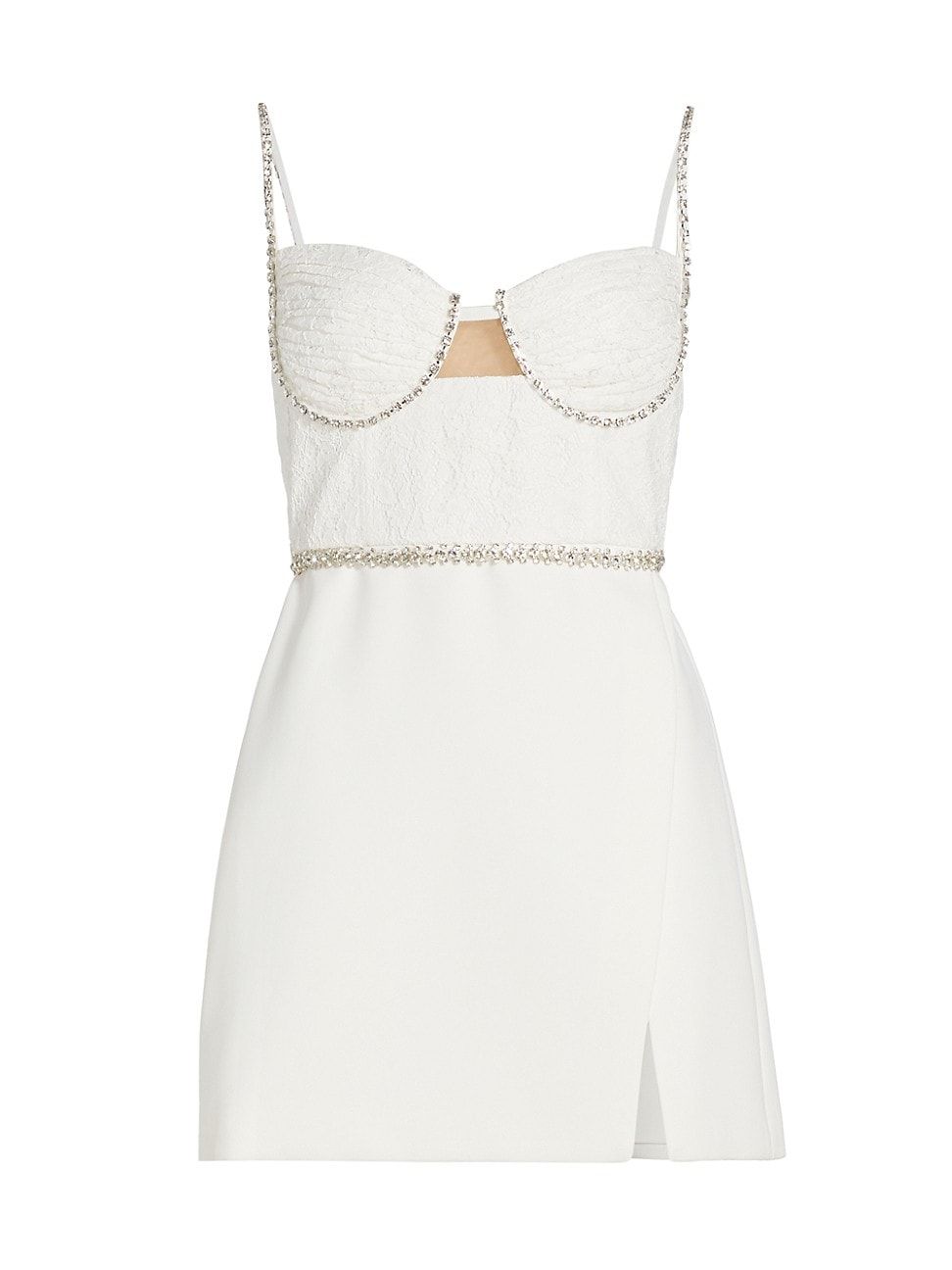 Women's Embellished Molded Minidress - White - Size 0 | Saks Fifth Avenue