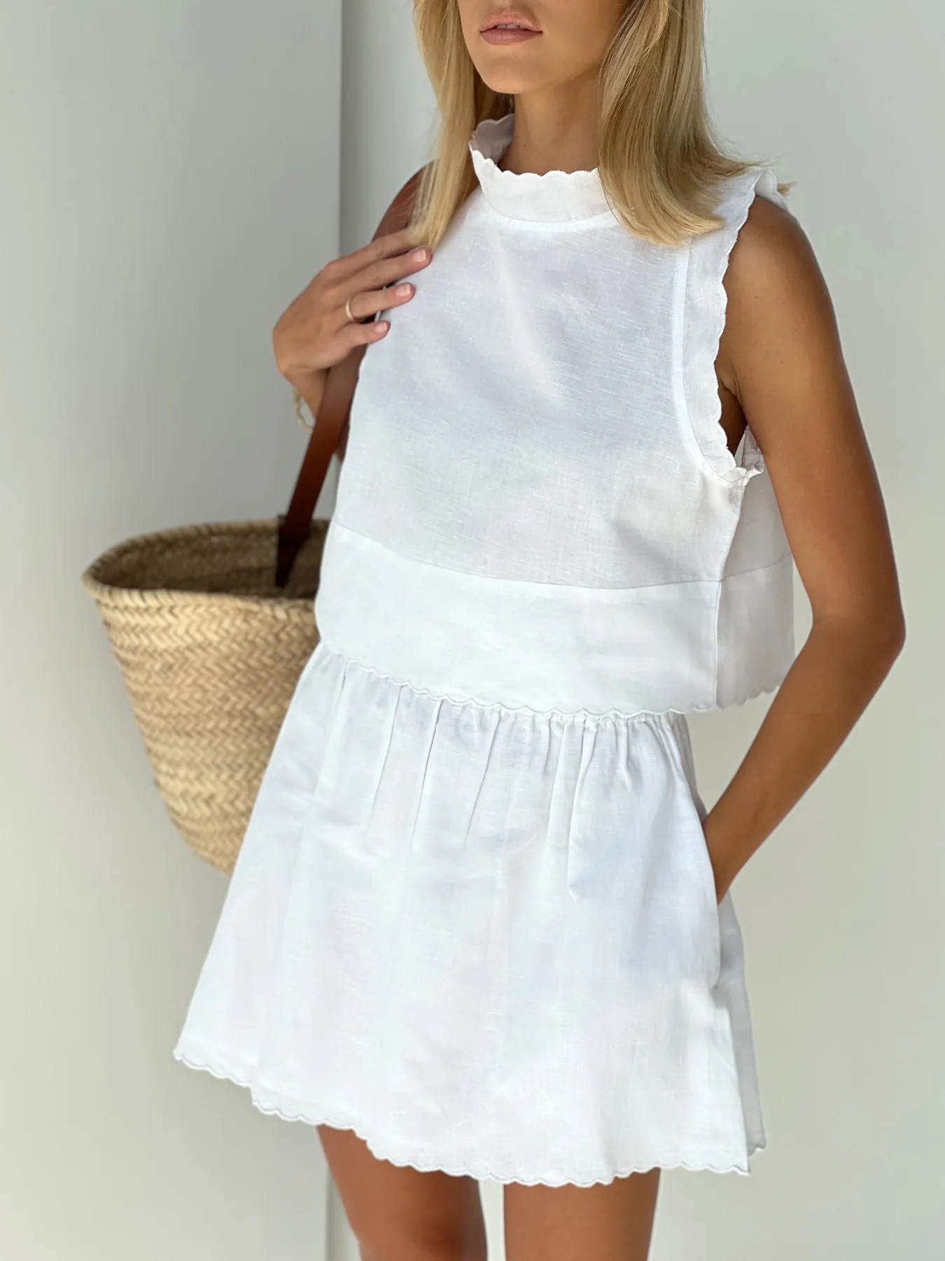 Portofino Cotton & Linen Top | White | Vita Grace