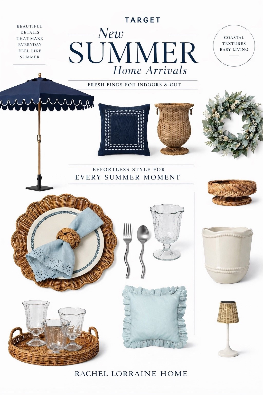Threshold with Studio McGee just launched their newest summer collection at Target and it is full of beautiful coastal inspired decor and outdoor entertaining pieces.

I’m especially drawn to the rattan textures, woven details, and those soft coastal blue touches that make everything feel fresh for summer. 

#LTKHome #LTKSeasonal