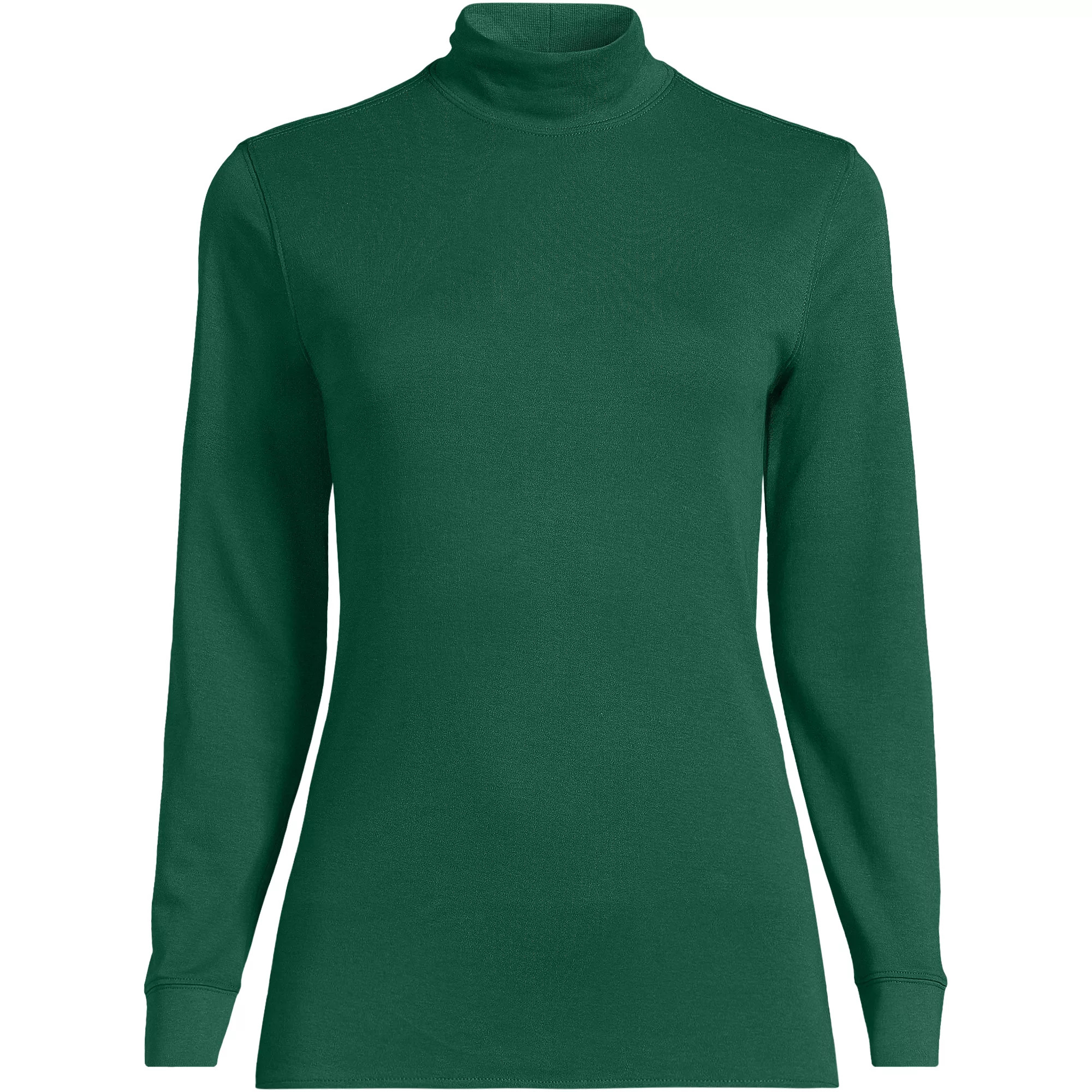 Women's Relaxed Cotton Long Sleeve Mock Turtleneck | Lands' End (US)