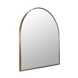 30 in. W x 32 in. H Framed Arched Bathroom Vanity Mirror in Satin Brass | The Home Depot