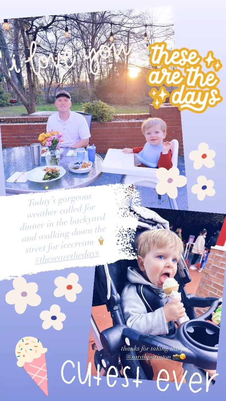 Today’s gorgeous weather called for dinner in the backyard and walking down the street for icecream 🍦 #thesearethedays

#LTKbaby #LTKhome #LTKfamily