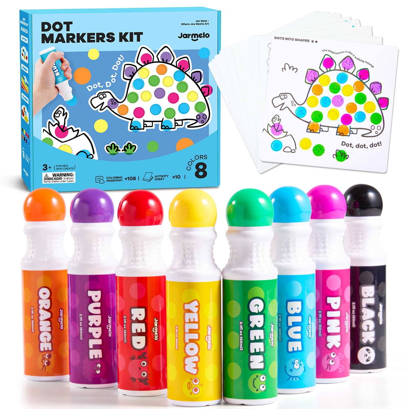 Jar Melo Washable Dot Markers for Toddlers, 8 Colors Dot Paints with 120 PDF & 10 Physical Activi... | Amazon (US)