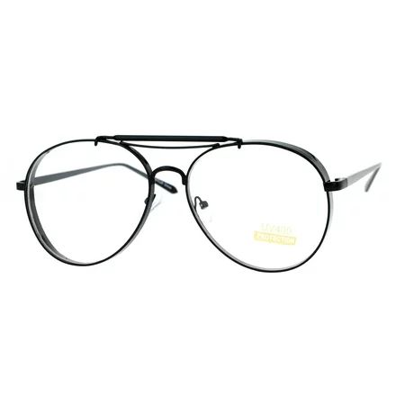 SA106 Vintage Thick Metal Visor Retro Aviator Eye Glasses Black | Walmart (US)