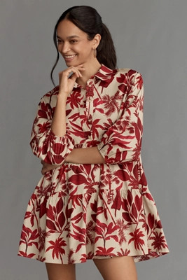 The Bettina Tiered Mini Shirt Dress by Maeve | Anthropologie (US)