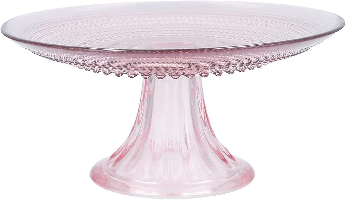 Fortessa Jupiter Beaded Hobnail Glass, 8.5 Inch Mini Cake/Cupcake Stand, Pink | Amazon (US)