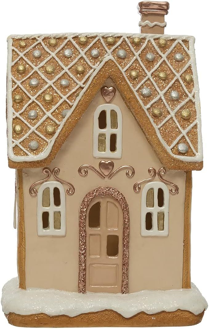 Creative Co-Op Decorative Gingerbread House with LED Light, Multicolor | Amazon (US)