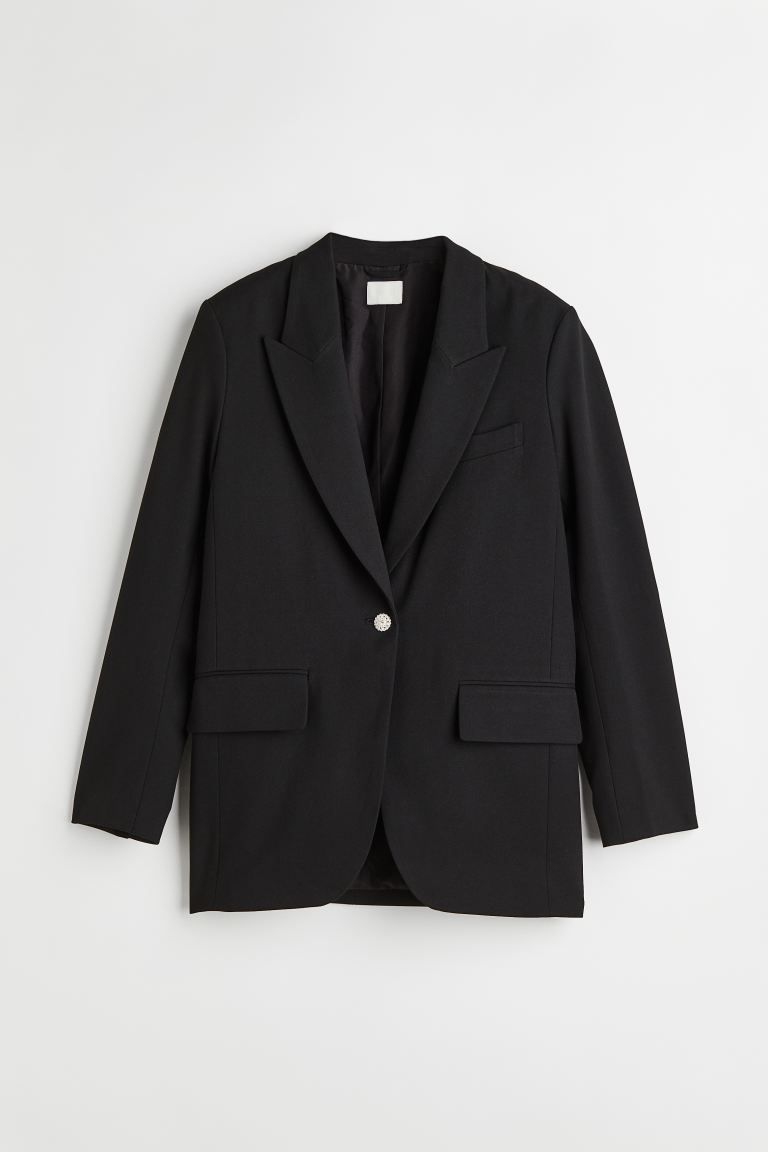 One-button Jacket - Black/rhinestones - Ladies | H&M US | H&M (US + CA)