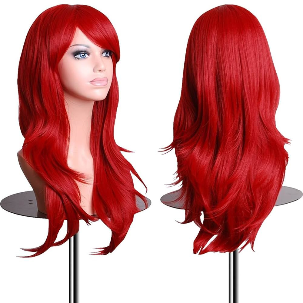 Wigs 28 inch Wavy Curly Cosplay Wig With Wig Cap and Comb (Red) | Amazon (US)