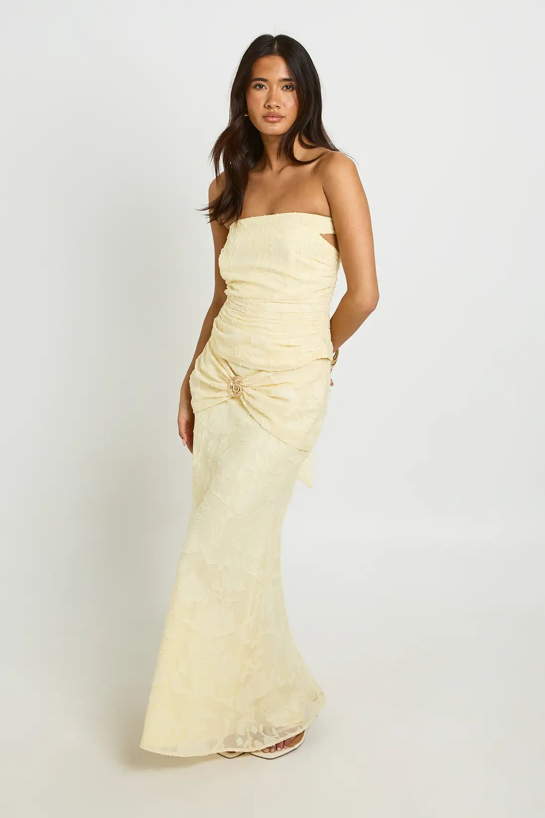 Lemon Jacquard Wrap Gold Trim Maxi Skirt | Boohoo | Boohoo.com (UK & IE)