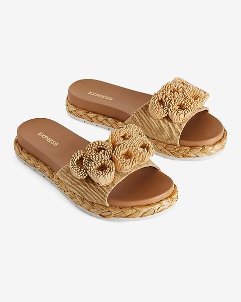 Woven Flower Strap Flat Sandals | Express