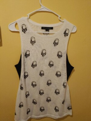 Skull Cashmere Dre Skull Print Linen Tank Top White/Black Size Large   | eBay | eBay US