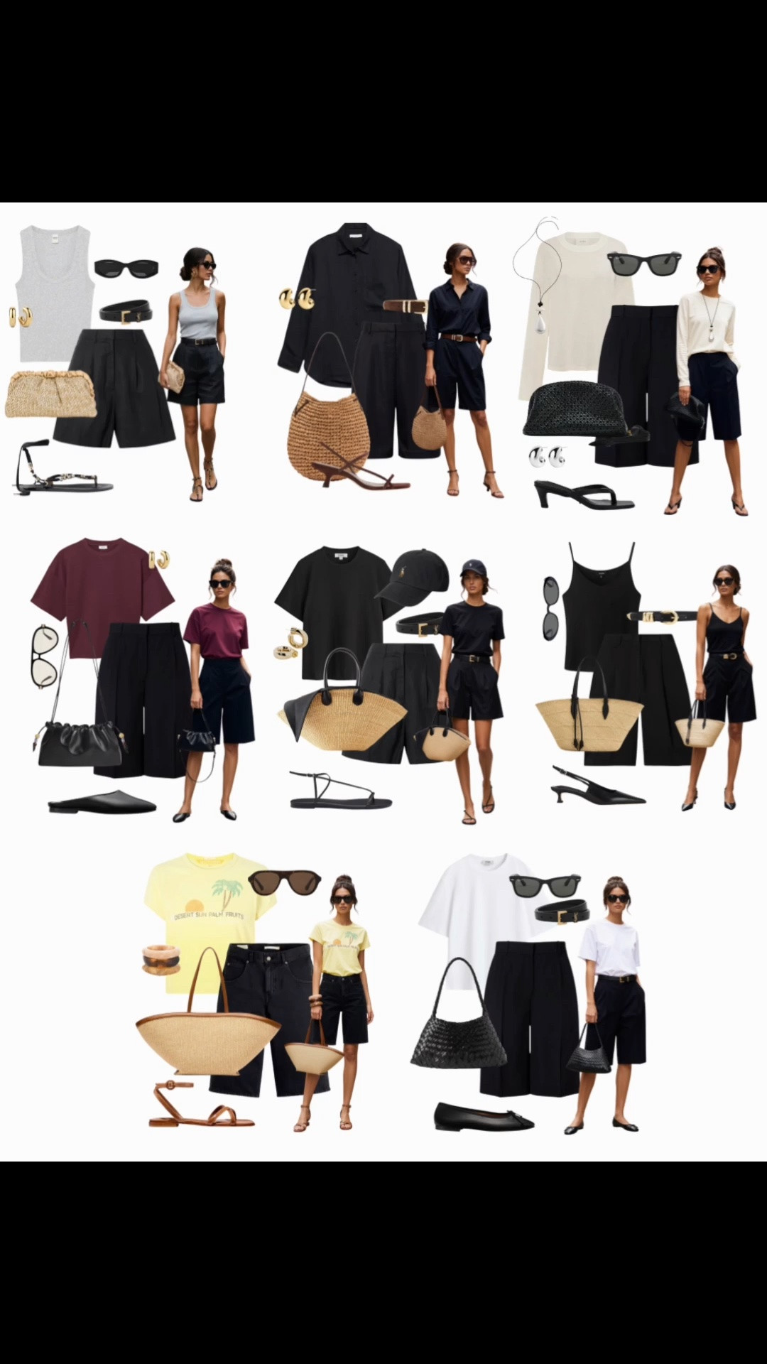 Black Bermuda shorts edit 〰️

Tags; elevated summer outfit, casual workwear, office outfit, summer vacation look, raffia bag, cute sandals, aviator sunglasses

#LTKsummer #LTKstyletip #LTKbag