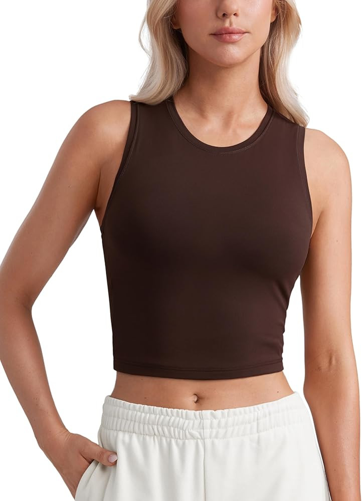 CRZ YOGA Butterluxe Soft Double Lined Tank Tops for Women - Yoga Workout Casual Going Out High Ne... | Amazon (US)