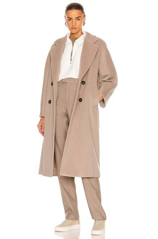 Max Mara Madame Coat in Cacha - Beige. Size 8 (also in ). | FWRD 