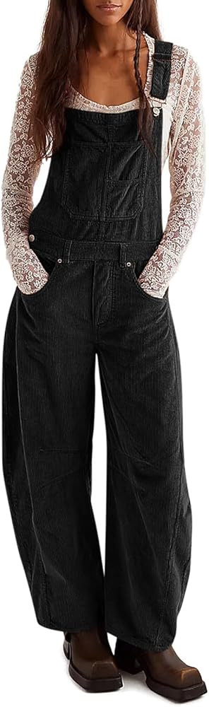 Yousify Overalls for Women Loose Fit Wide Leg One Piece Jumpsuits Casual Fleece Bib Overall with ... | Amazon (US)