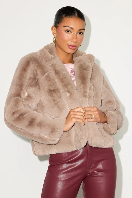 A Chic Classic Taupe Faux Fur Coat | Lulus