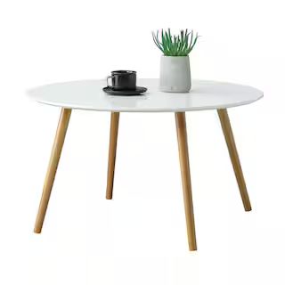 Convenience Concepts Oslo 32 in. Glossy White Round Wood Top Coffee Table S20-273 - The Home Depo... | The Home Depot