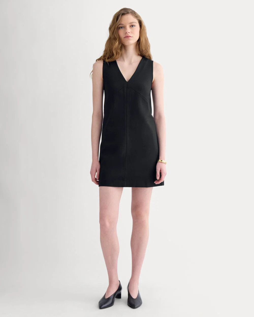 Ponte V-Neck Mini Dress | Black | Everlane