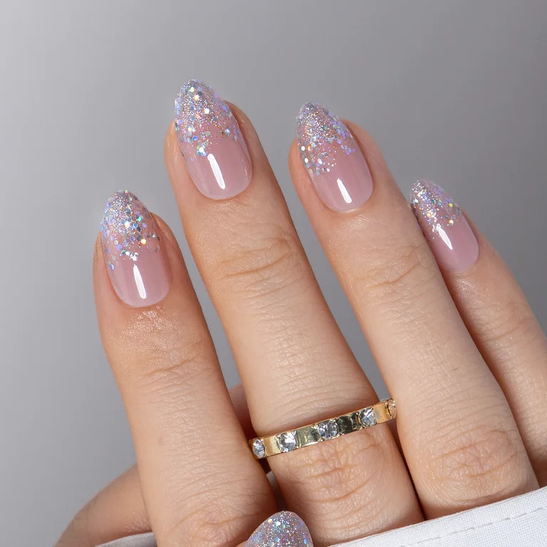 CurvLife Crystal Drip Press-On Nails - 30PCS, Almond, Easy Apply, Non-Toxic & Reusable | Walmart (US)