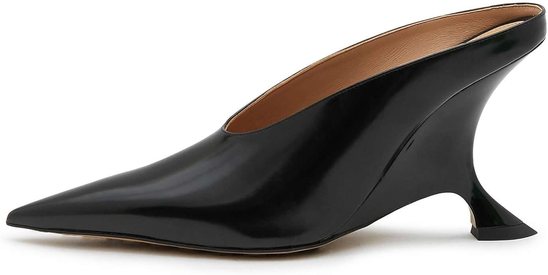 Kluolandi Metallic Heeled Mules for Women Sexy Pointed Closed Toe Slip On Wedge Mule Pumps Heels | Amazon (US)