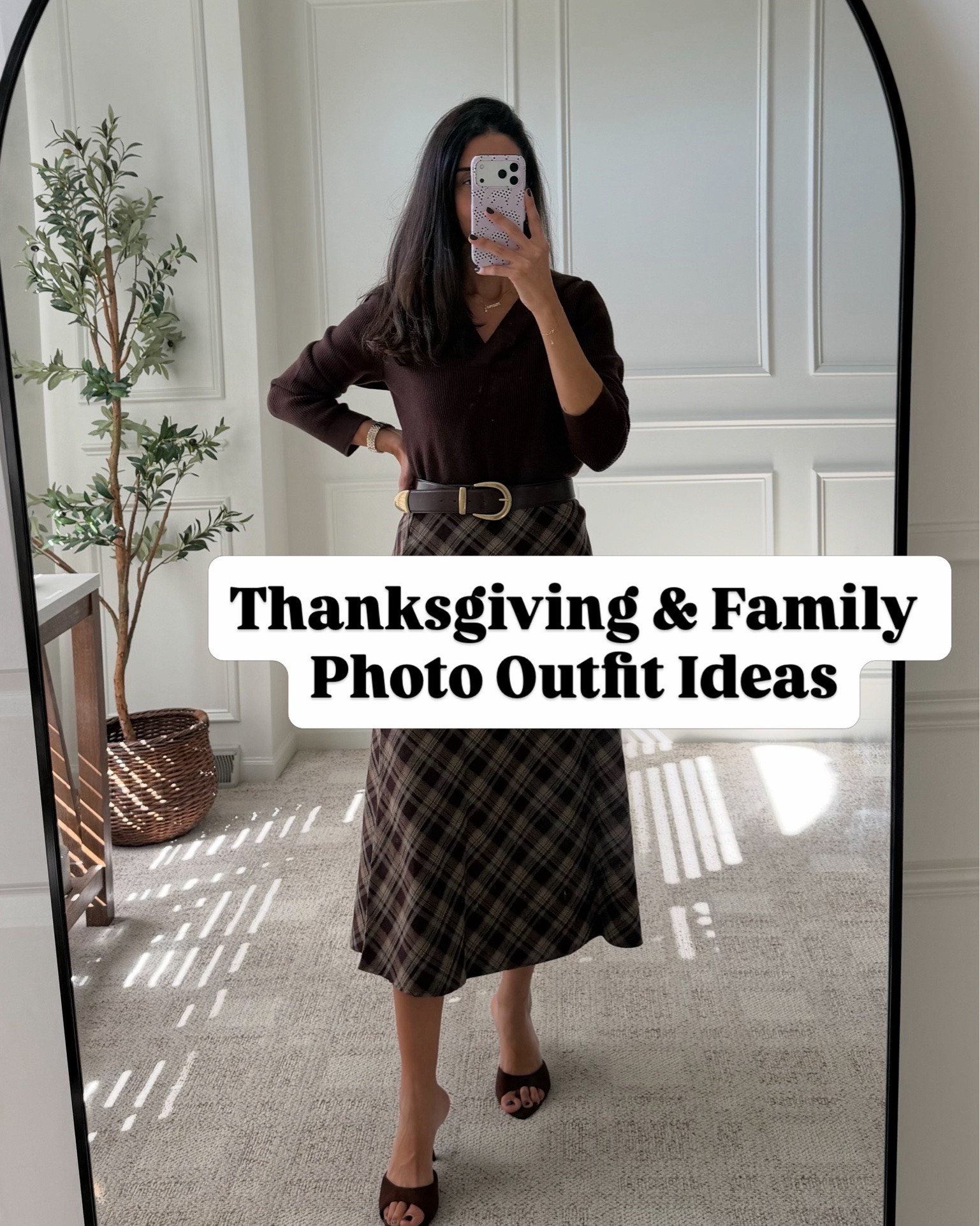 Family Photos/Thanksgiving outfit ideas 
Fall outfits 
Sizing:
Plaid skirt size small / brown sweater size small
Off shoulder dress size small
Vest dress size small
Duster cardi size small
Plaid set size medium