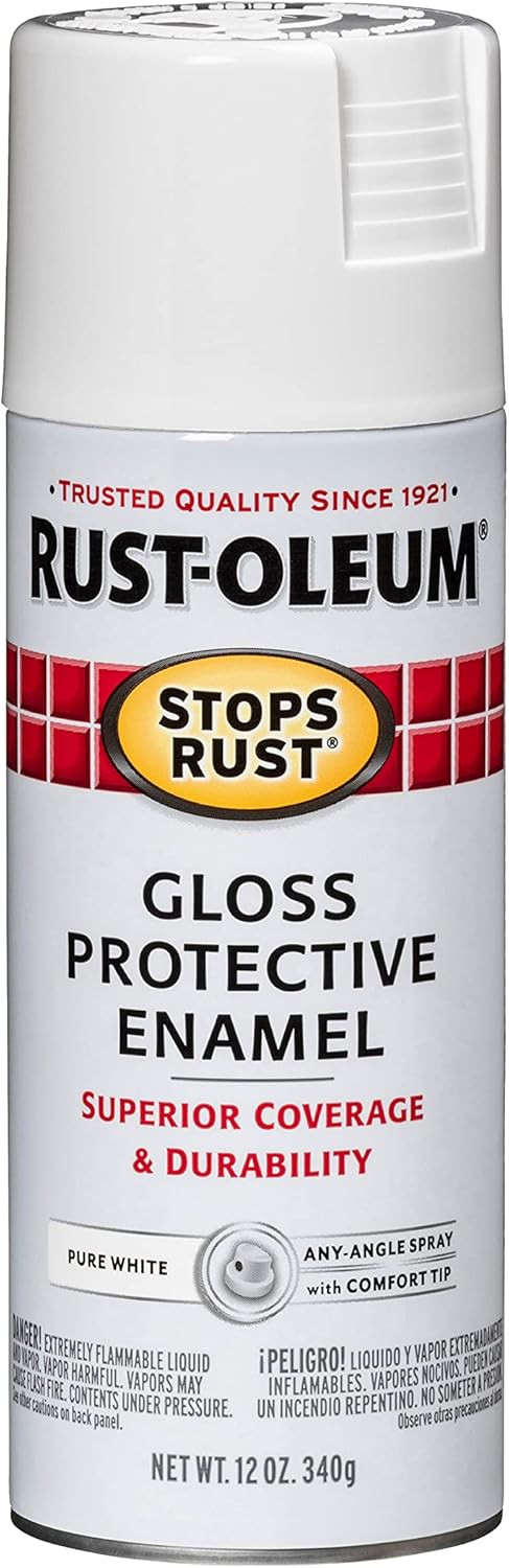 Rust-Oleum 250702 Stops Rust Spray Paint, 12 oz, Gloss Pure White | Amazon (US)