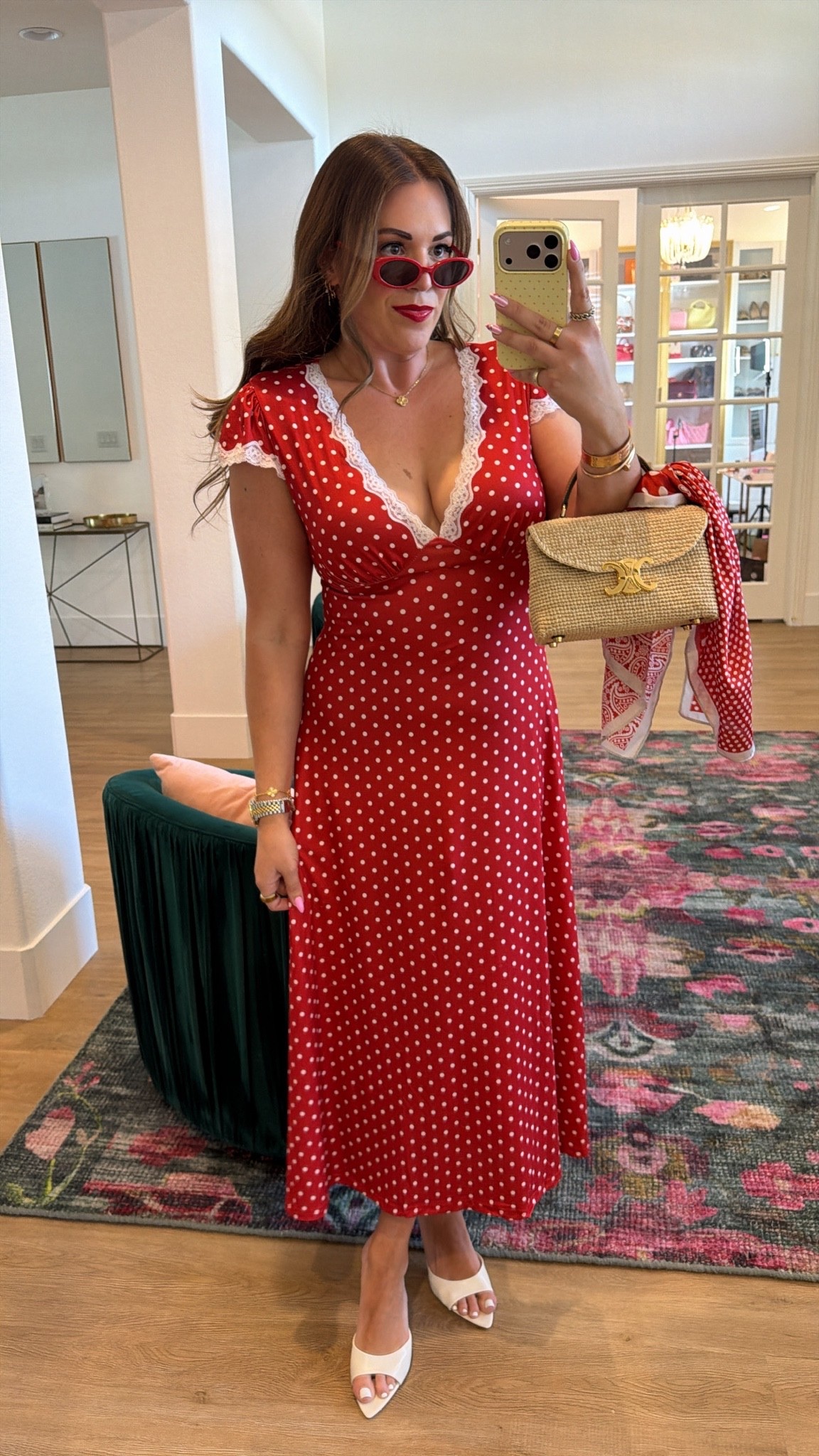 curvy midsize red polka dot maxi dress for summer! wearing the size large and under $50!

#LTKSeasonal #LTKMidsize