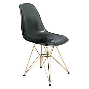 LeisureMod Cresco Modern Gold Eiffel Base Dining Side Chair in Black | Homesquare