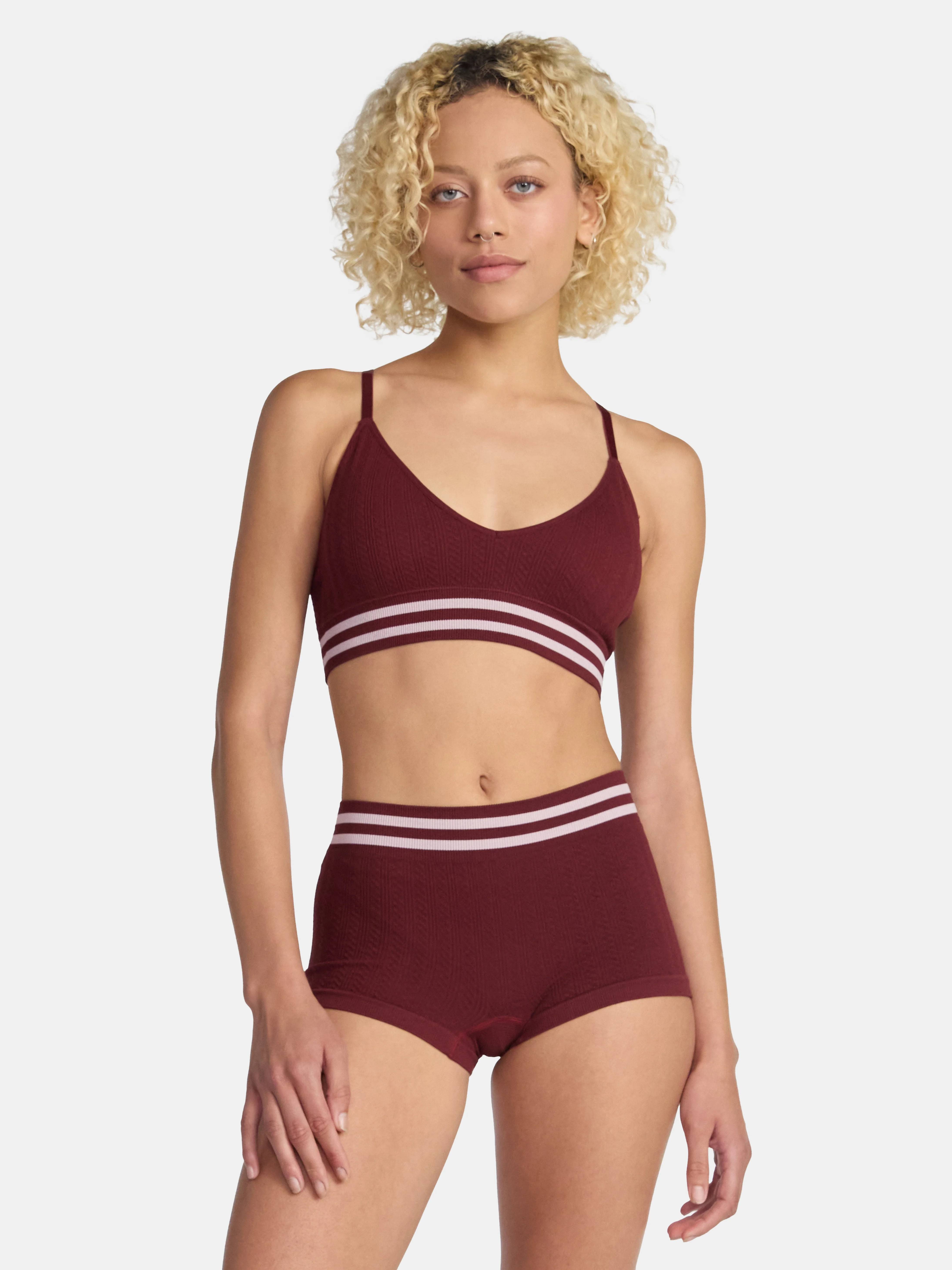 No Boundaries Women's Seamless Triangle Bralette & Boyshort Set, Sizes XS-XXXL | Walmart (US)
