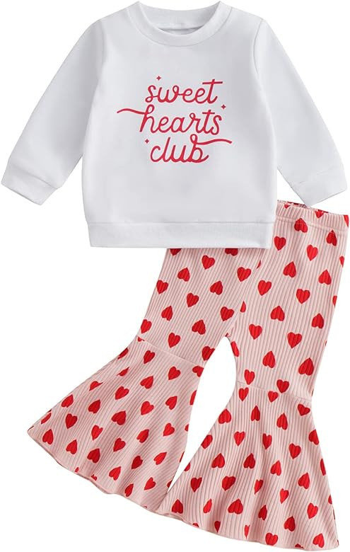 wybzd Baby Girl Halloween Outfit Pumpkin Pie Crewneck Sweatshirt Shirt Top Bell-Bottom Pants Sets... | Amazon (US)