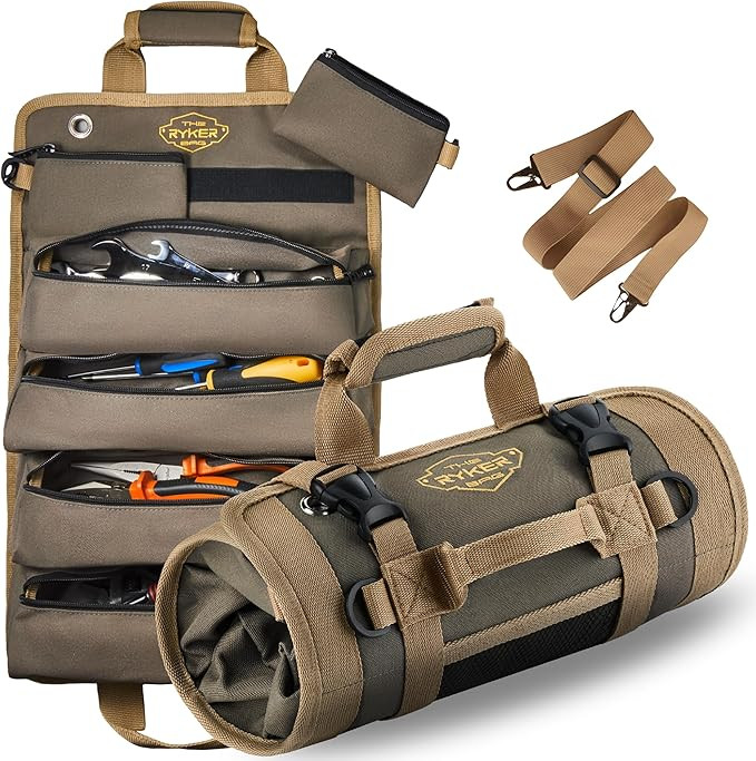 The Ryker Roll Up Tool Bag Organizer Gifts for Dad. Heavy Duty Motorcycle Tool Roll Bag Organizer... | Amazon (US)