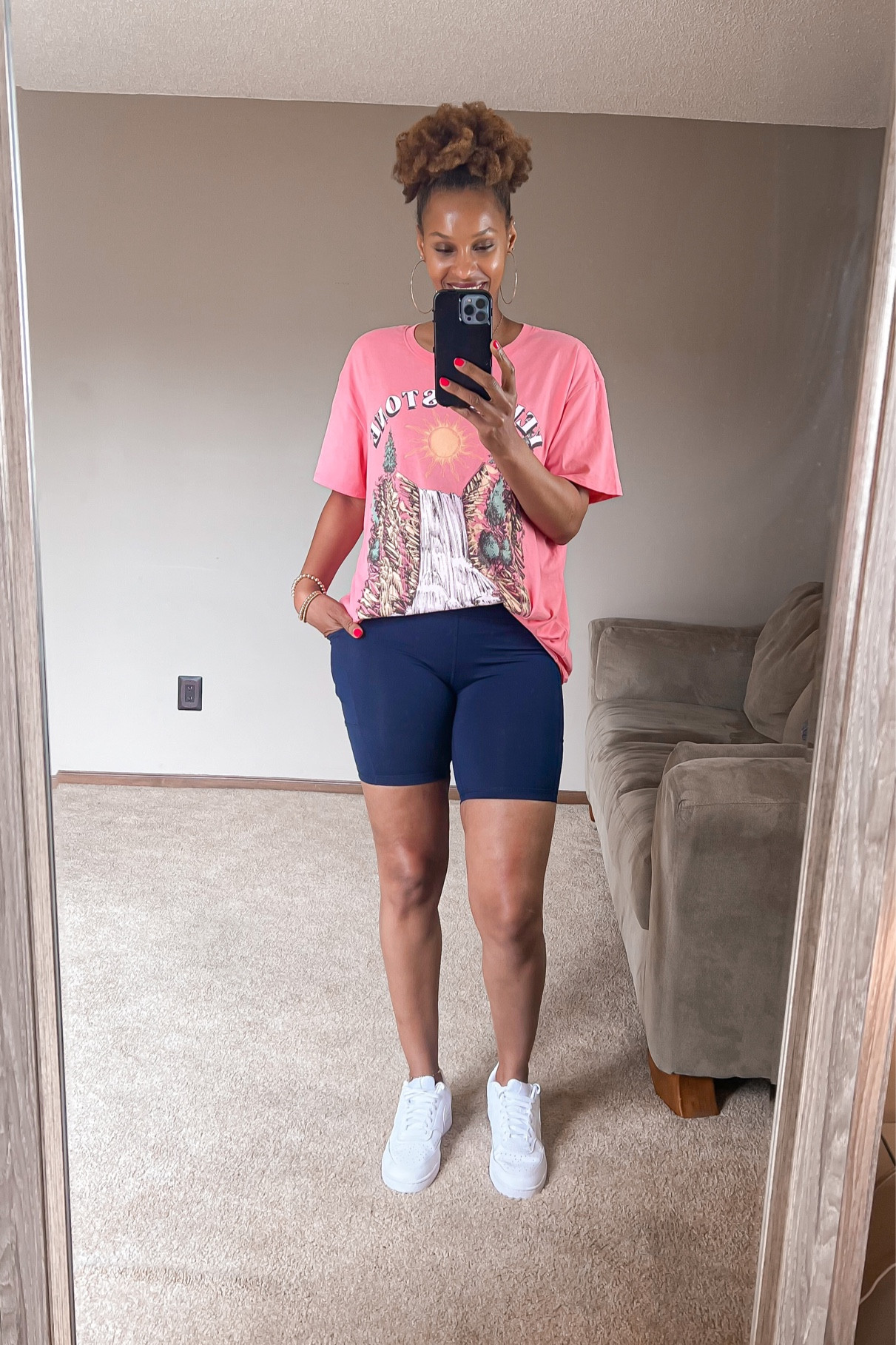 Simple bike shorts with quick dry and an oversized shirt are an easy outfit for those summer days and outdoor activities .

#LTKSeasonal #LTKstyletip #LTKsalealert