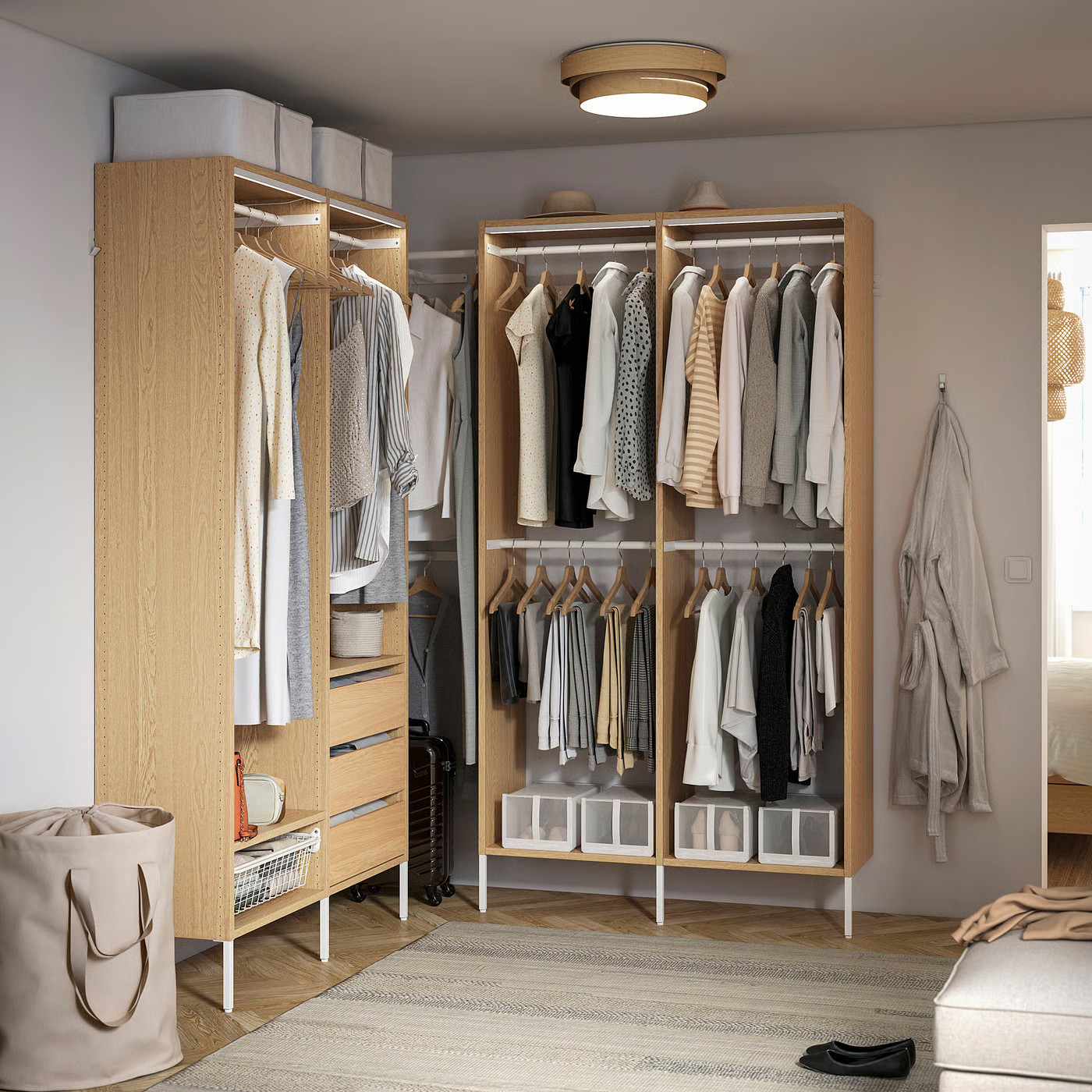 IKEA AURDAL wardrobe combination, oak veneer/white, 70 7/8-83 7/8x15 3/4x87 | IKEA US