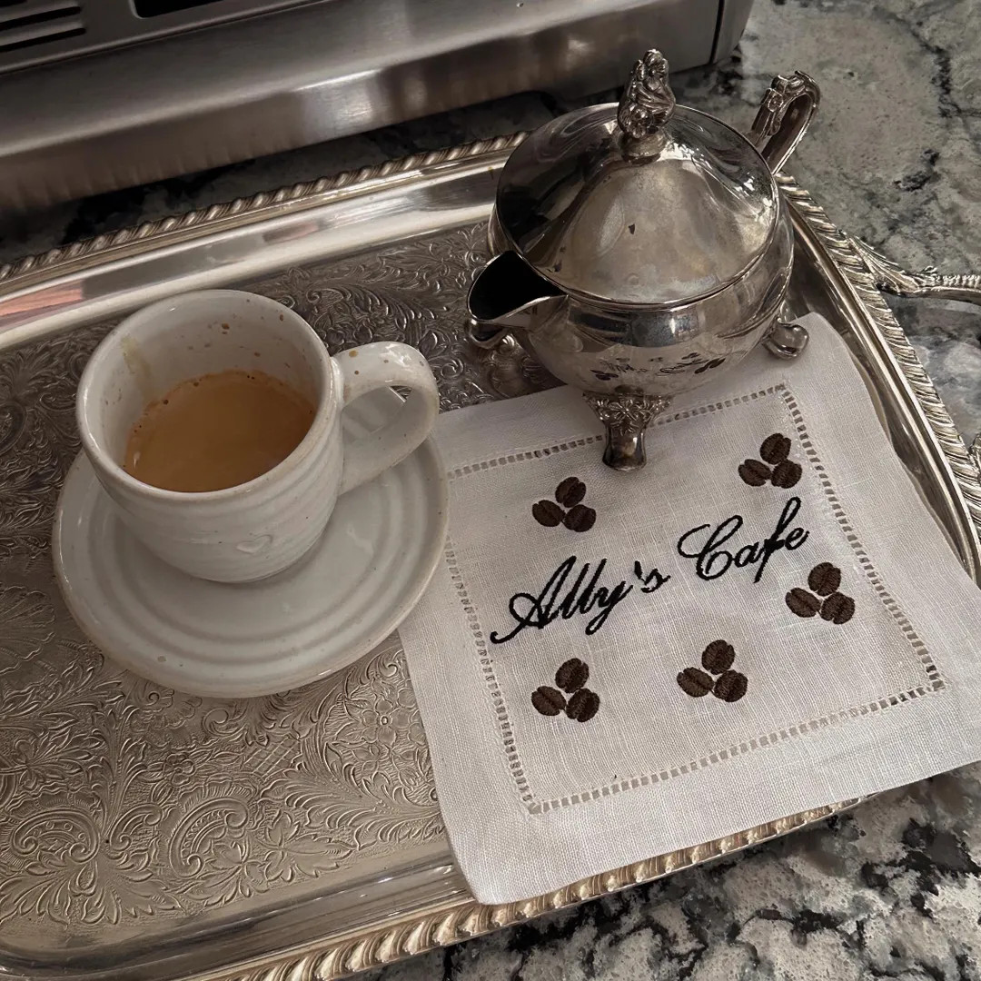 Custom Embroidered Linen Cocktail Napkins: Coffee Lover Gift | Etsy (US)