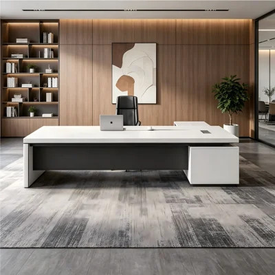 Contemporary White Executive Desk | Wayfair North America