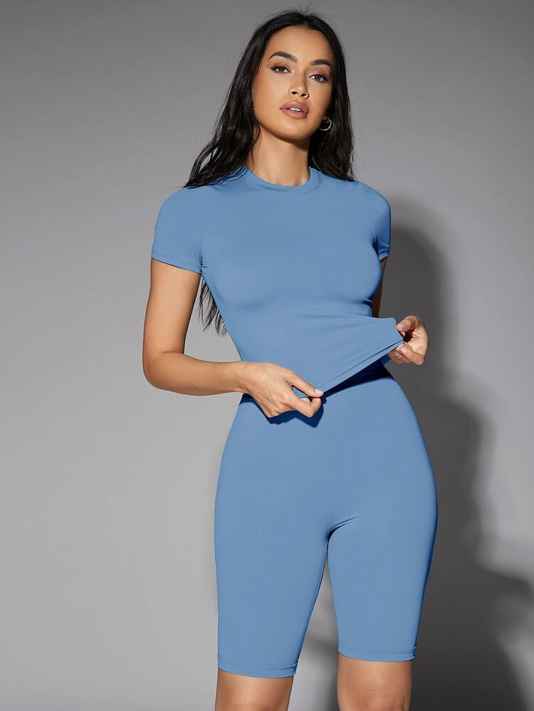 SHEIN BAE Solid Fitted Tee | SHEIN