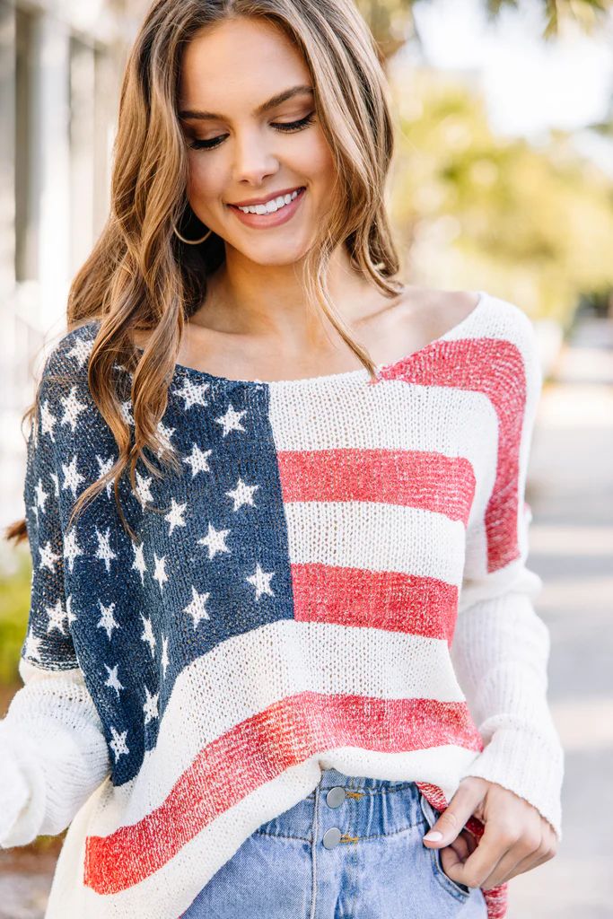 Best All Around White American Flag Sweater | The Mint Julep Boutique