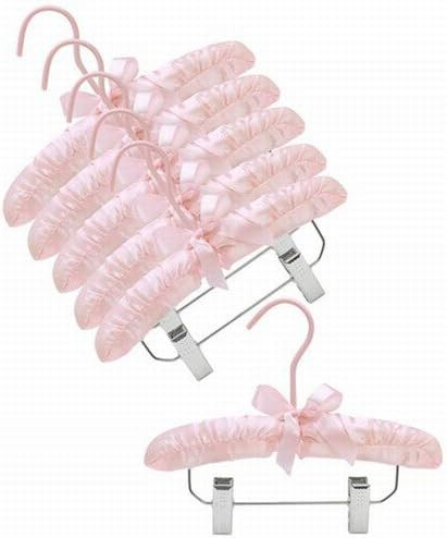Only Hangers 10" Pink Baby Satin Padded Hangers with Clips- Pack of (6) | Amazon (US)