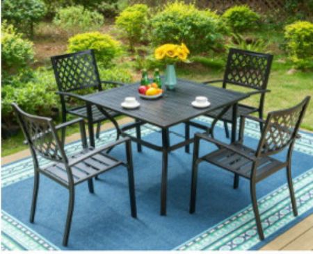 Black patio chairs with table set. 

#deckset

#LTKhome