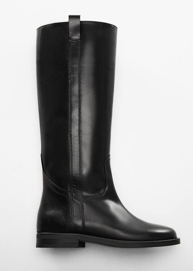 Leather high-leg boots -  Women | Mango United Kingdom | MANGO (UK)