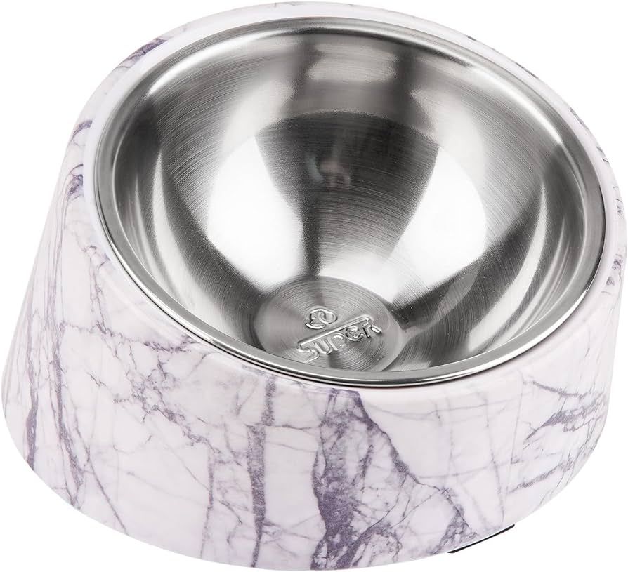SuperDesign Mess Free 15° Slanted Bowl for Dogs and Cats, Tilted Angle Bulldog Bowl Dog Feeder, ... | Amazon (US)
