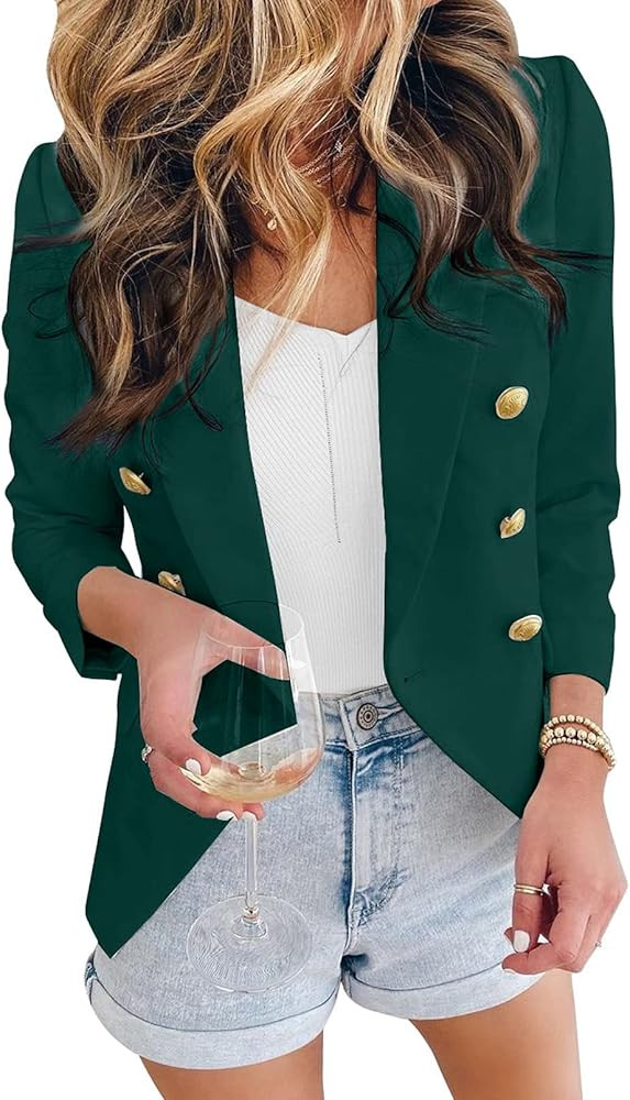 Rilista Womens Blazer Long Sleeve Draped Open Front Causal Office Jackets Single Breasted Work Su... | Amazon (US)