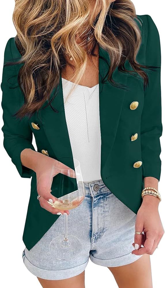 Rilista Womens Blazer Long Sleeve Draped Open Front Causal Office Jackets Single Breasted Work Su... | Amazon (US)
